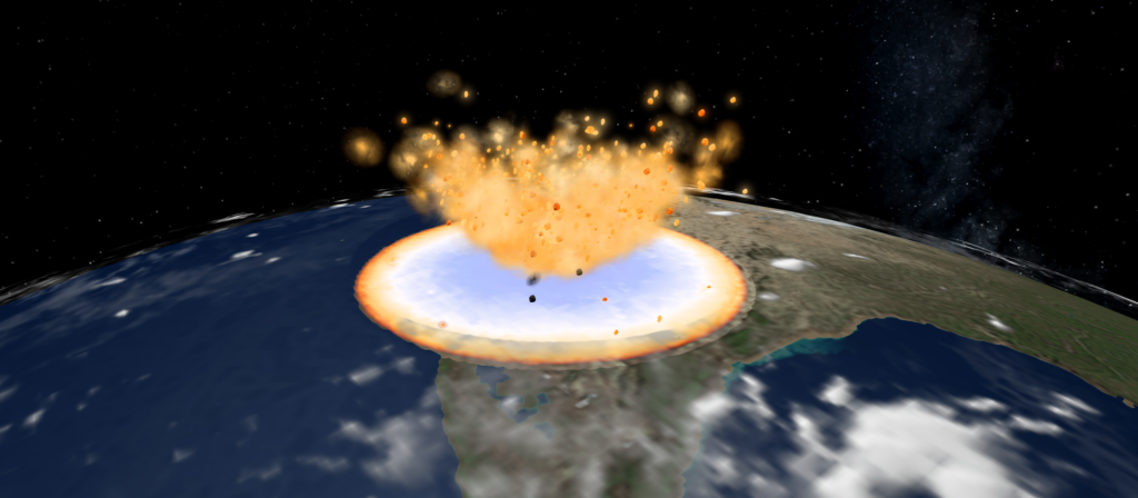 Simulation of an asteroid impact