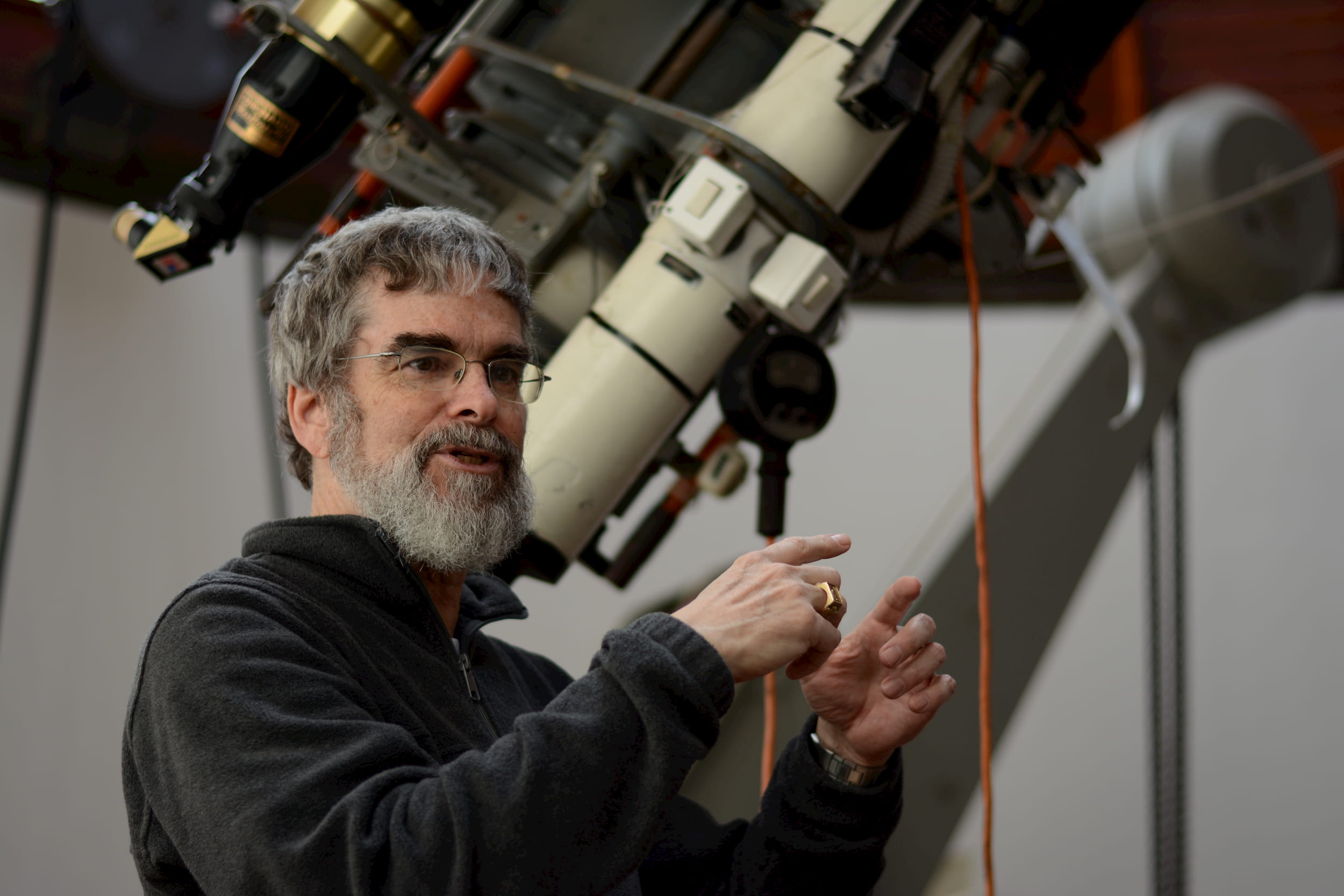 Br. Guy Consolmagno S.J. at the Zeiss Refractor, Castel Gandolfo