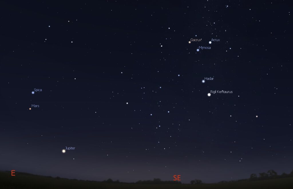 The southeastern sky at 4:00 AM on Dec. 5, 2017 - seen from Perth Observatory