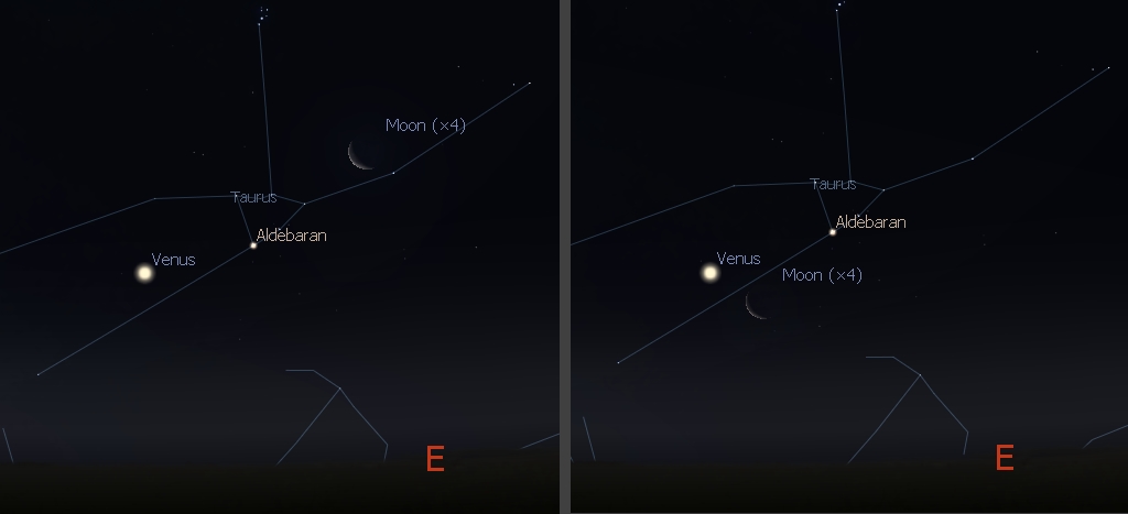 Conjunction of the Moon, Venus and Aldebaran- July 19-20, 2017 4:30 AM