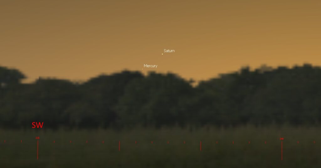 Mercury and Saturn low in the sky at 5:30 PM Dec. 5, 2017