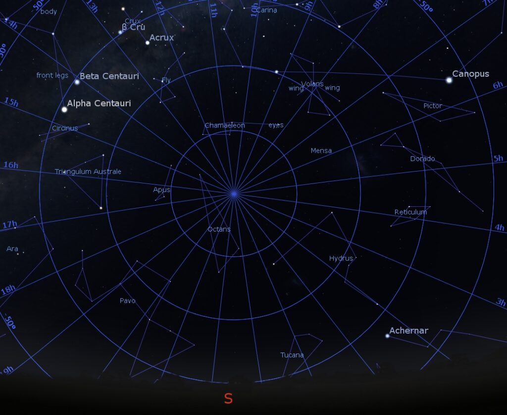 South Celestial Pole at 5:00 PM, May 15, 2018