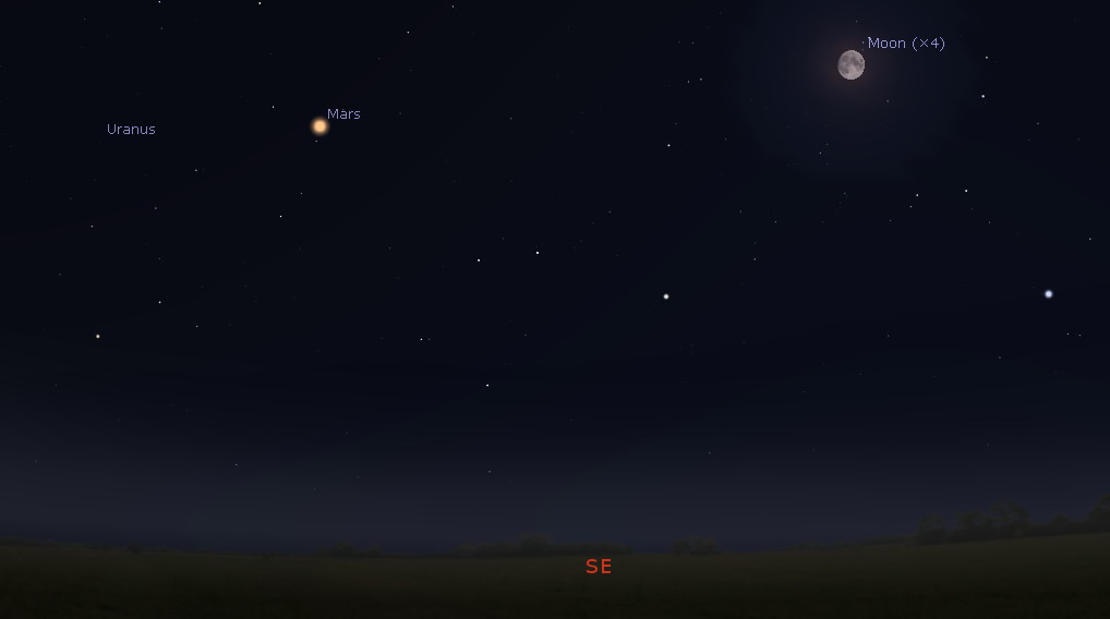 Southeastern sky around midnight