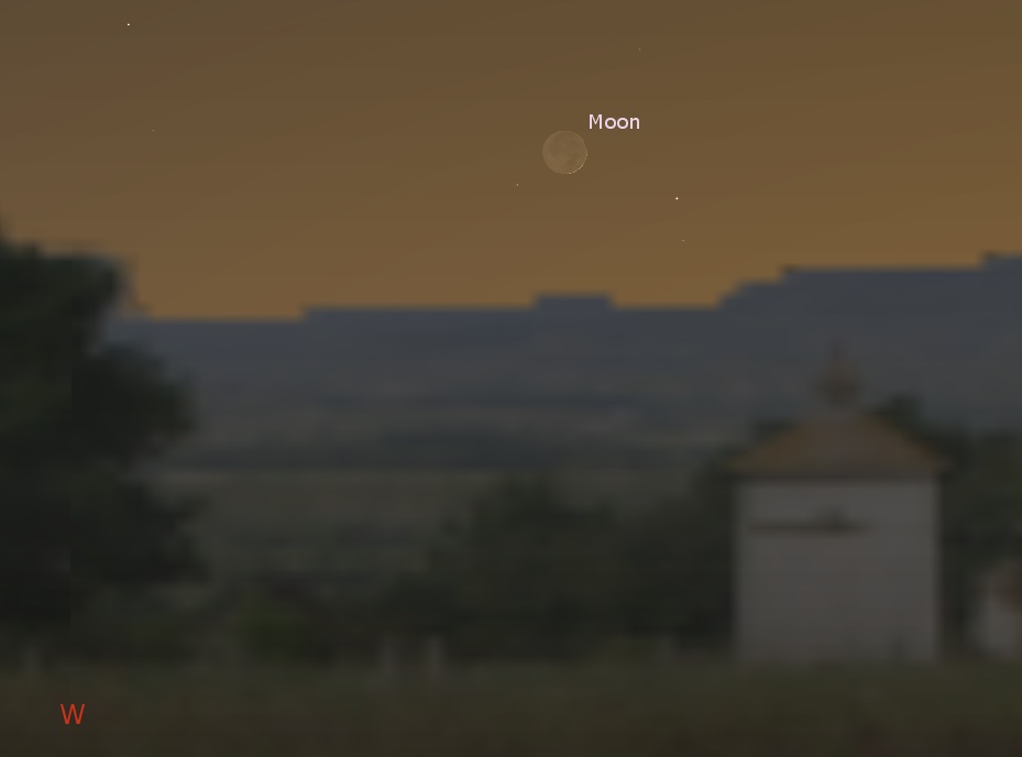 Crescent Moon in western sky