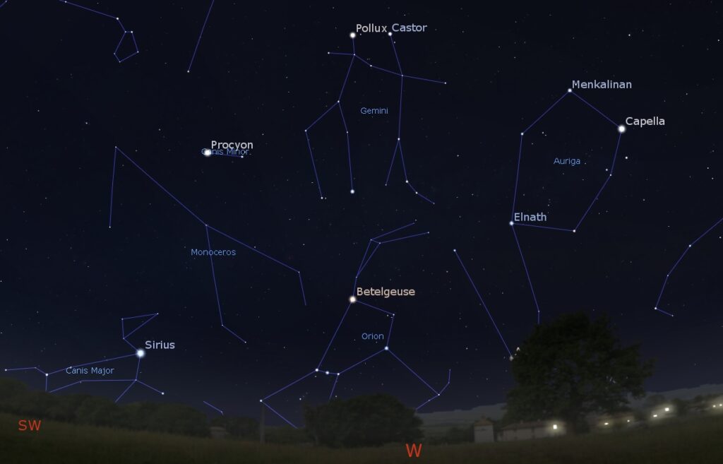 Western sky at 10:00 PM, Apr. 24, 2018