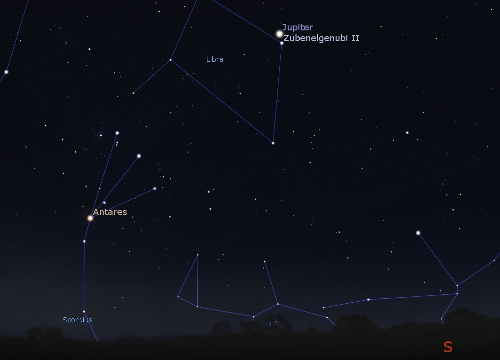 Jupiter near star Zubenelgenubi II