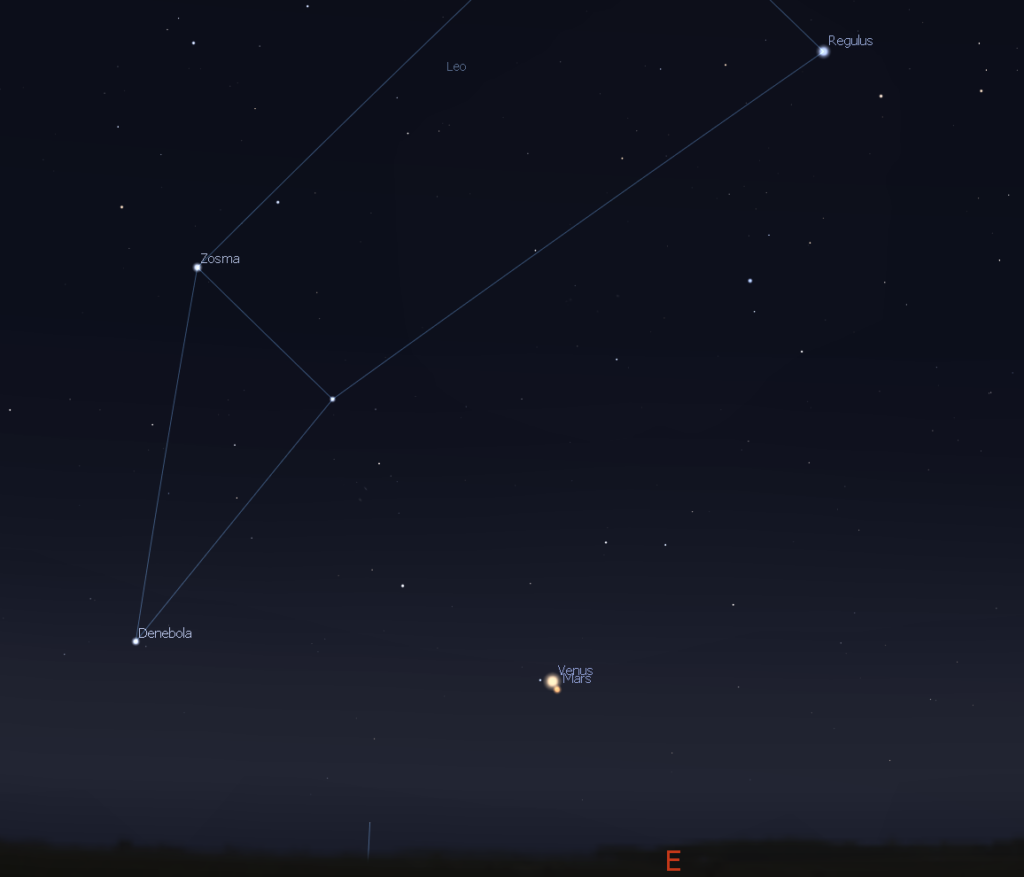 Venus and Mars close together in the sky on Oct. 5, 2017.