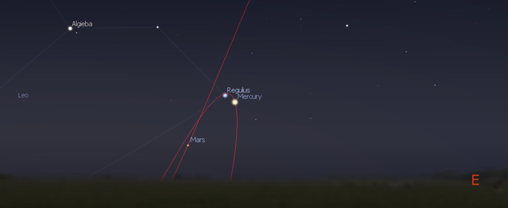 Conjunction of Mercury, Mars, and Regulus - Sept. 10, 2017