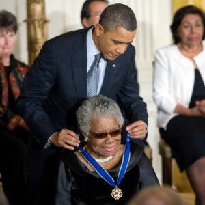 Maya Angelou receives the Presidential Medal of Freedom