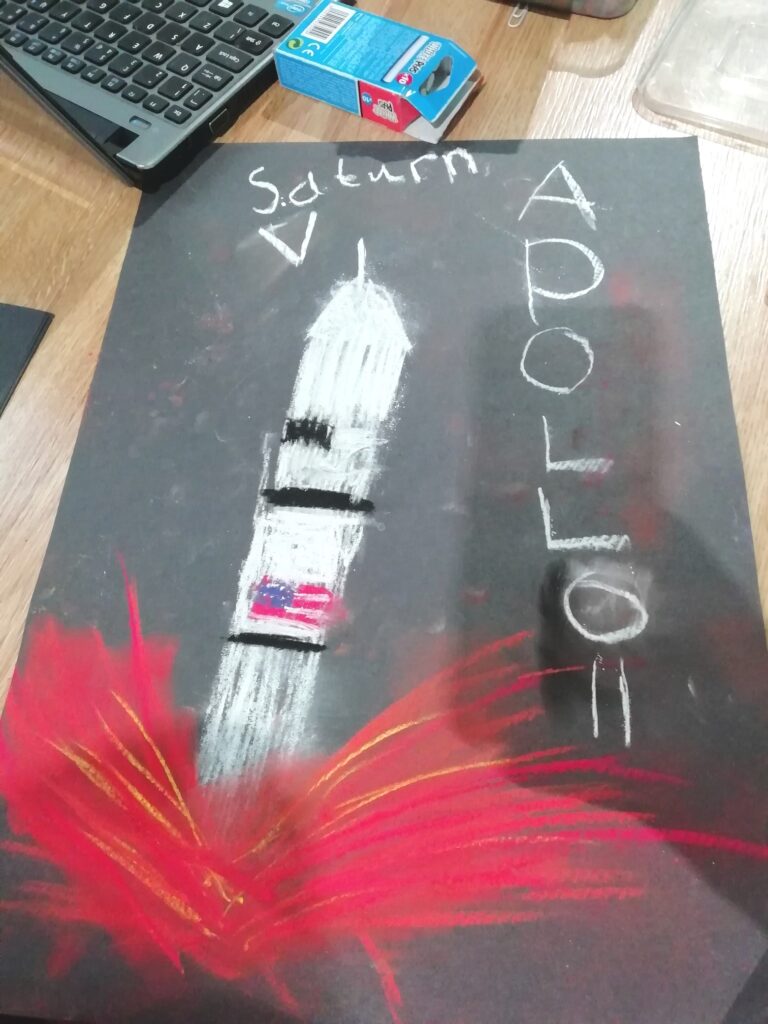 Castlebar Library Saturn V drawing with power