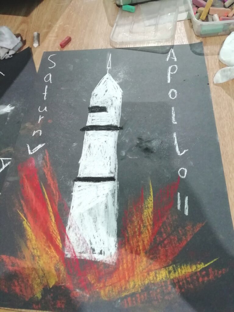 Castlebar Library Saturn V drawing with power