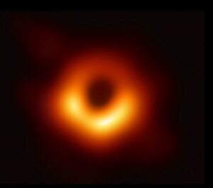 A black hole imaged by the Event Horizon Telescope.