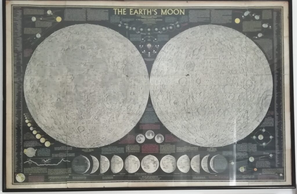 This is the wonderful map of the Earths Moon that has hung on my wall for decades. A National Geographic Magazine give away in February 1969 