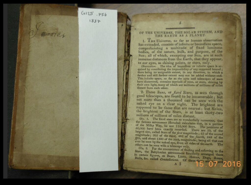 This book, another new one (if the 1837 date is correct) has suffered under the ravages of time.  Note the bit of Lucretius in this book.