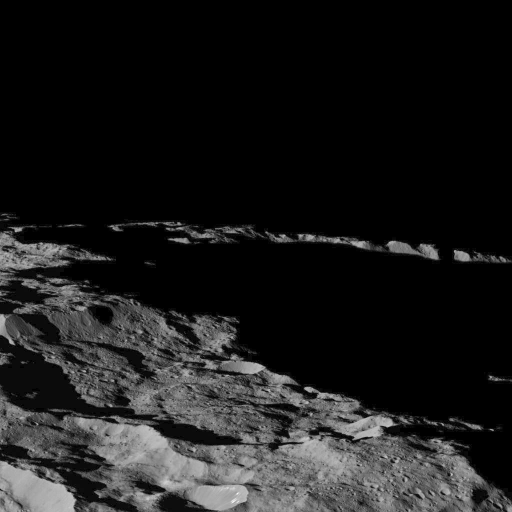 View of Ceres, taken by NASA's Dawn spacecraft on December 10, showing an area near the dwarf planet's south pole. Credit: NASA/JPL-Caltech/UCLA/MPS/DLR/IDA