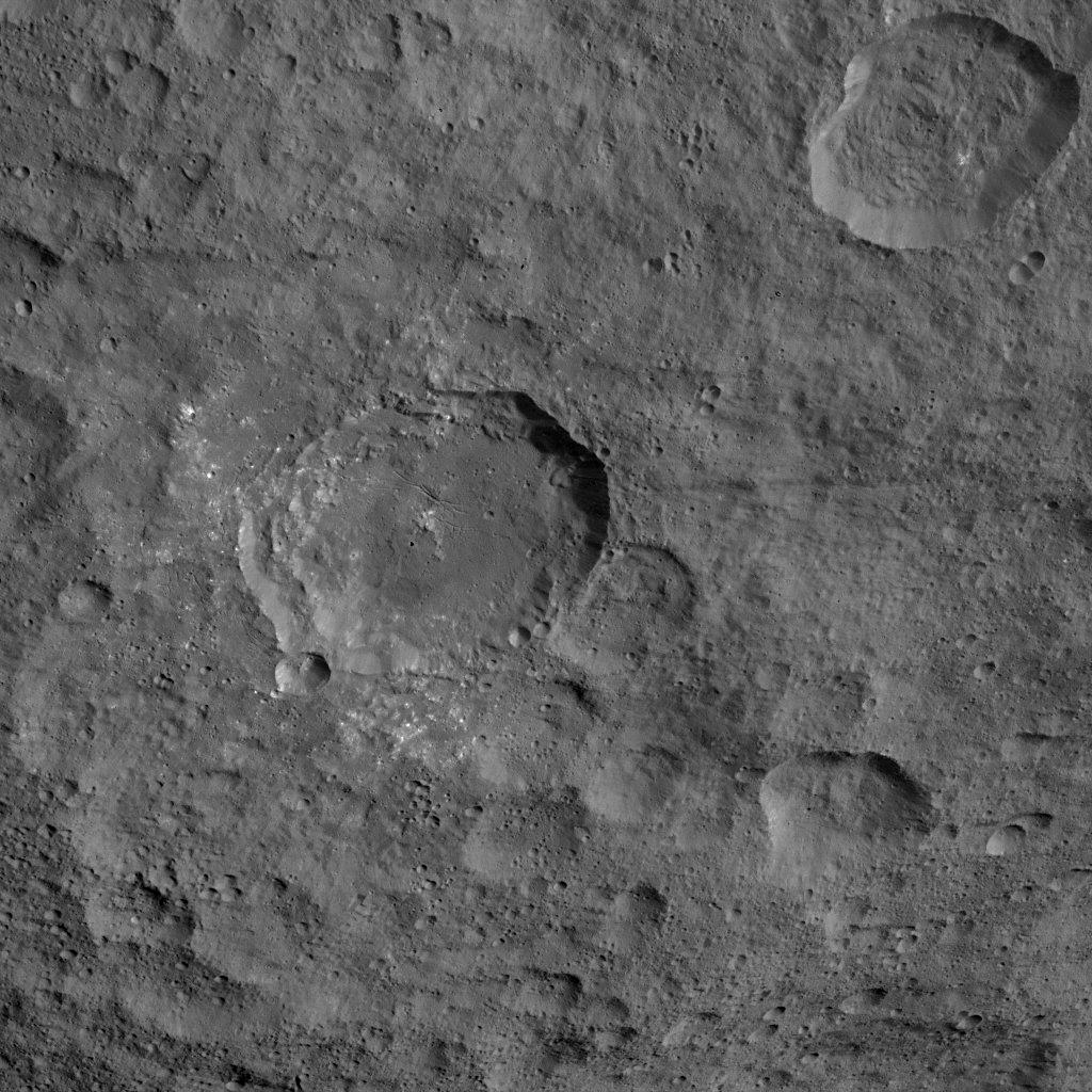 This image, taken by NASA's Dawn spacecraft, shows the surface of dwarf planet Ceres at mid-latitudes, from an altitude of 915 miles (1,470 kilometers). The image was taken on Sept. 21, 2015, and has a resolution of 450 feet (140 meters) per pixel. Credit: NASA/JPL-Caltech/UCLA/MPS/DLR/IDA