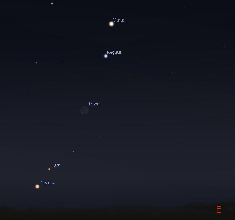 Conjunction of the Moon, Mercury, Mars, Regulus and Venus - Sept. 18, 2017 6:00 AM