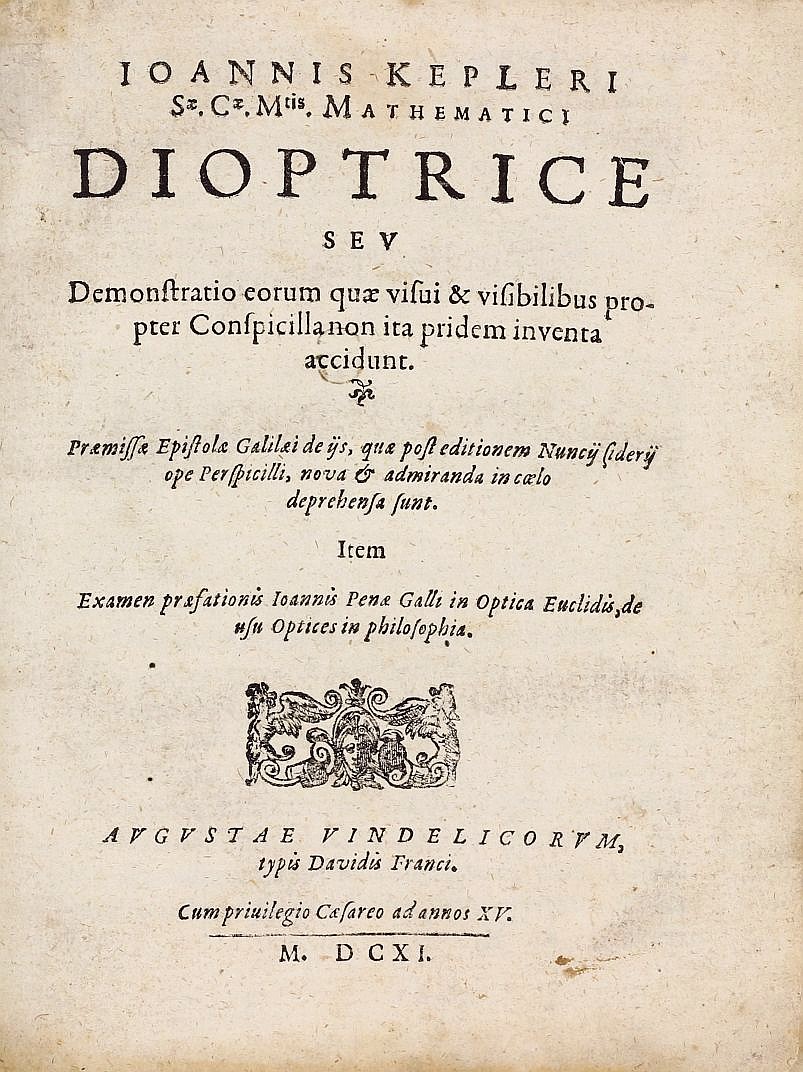 Title page of Kepler's Dioptice, 1611.