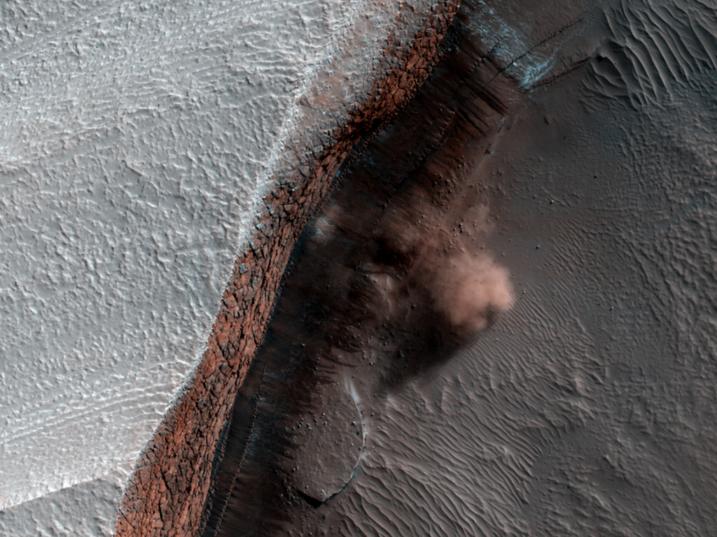 Avalanche Clouds on Mars