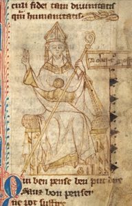 Fourteenth-century illustration of Robert Grosseteste