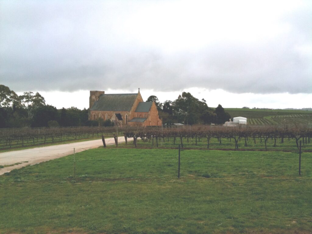 The cloud-covered church of Sevenhill