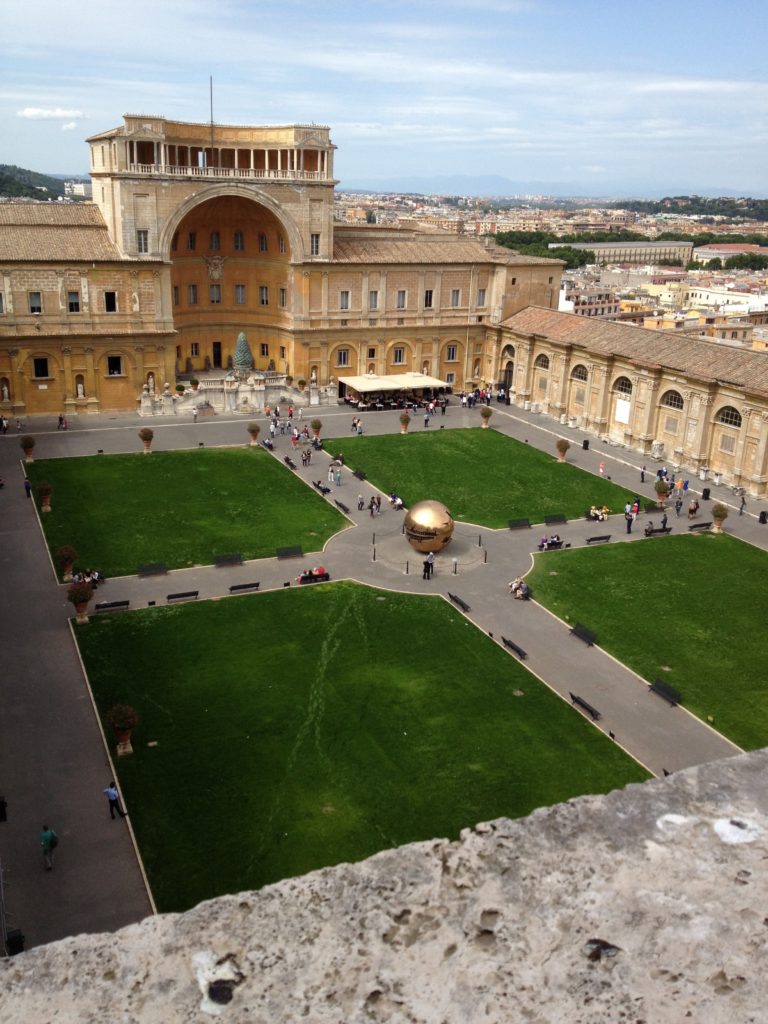 Astronomers love high places. This view of the Vatican Museums' open courtyard was taken from the Tower of the Winds, where the Vatican Observatory had its first offices in 1891.