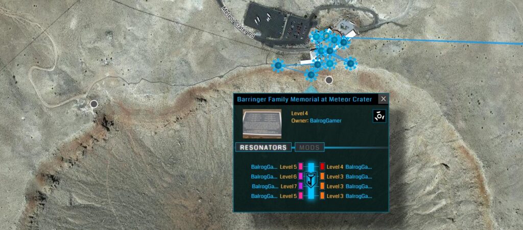 Ingress portals at Meteor Crater