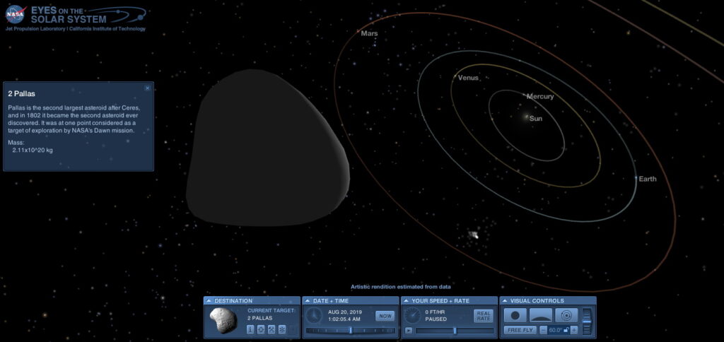 Inner Solar System Seen from Pallas