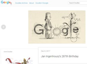 Screen shot of Google's page on the Ingenhousz Doodle.