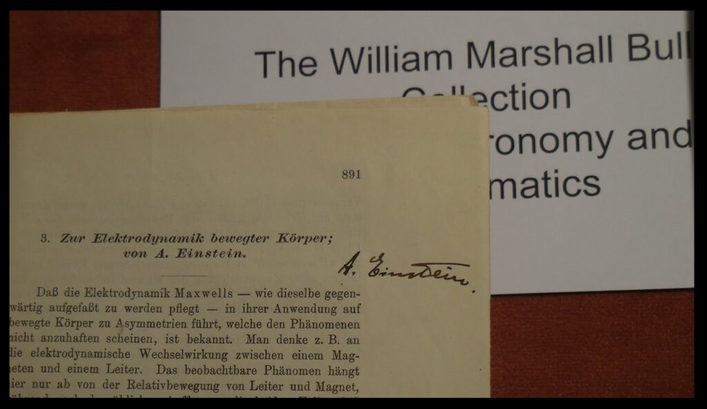 A copy of one of Albert Einstein’s works, signed by Einstein.