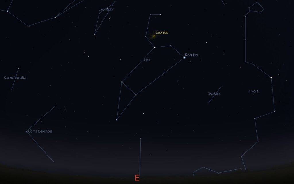 Image showing the Leonids Meteor Shower Radiant near the constellation Leo