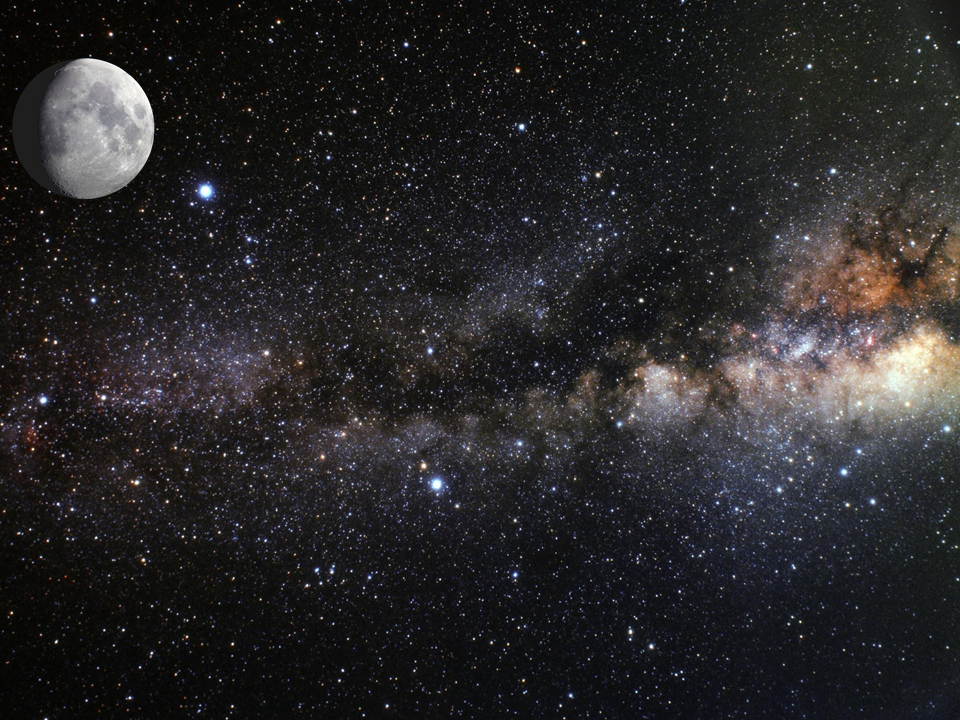 The first slide of my Light Pollution Presentation. Moon and Milky Way Image credit: NASA