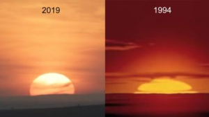 Rice’s images showing the sunrise in the two different “Lion King” movie versions. 