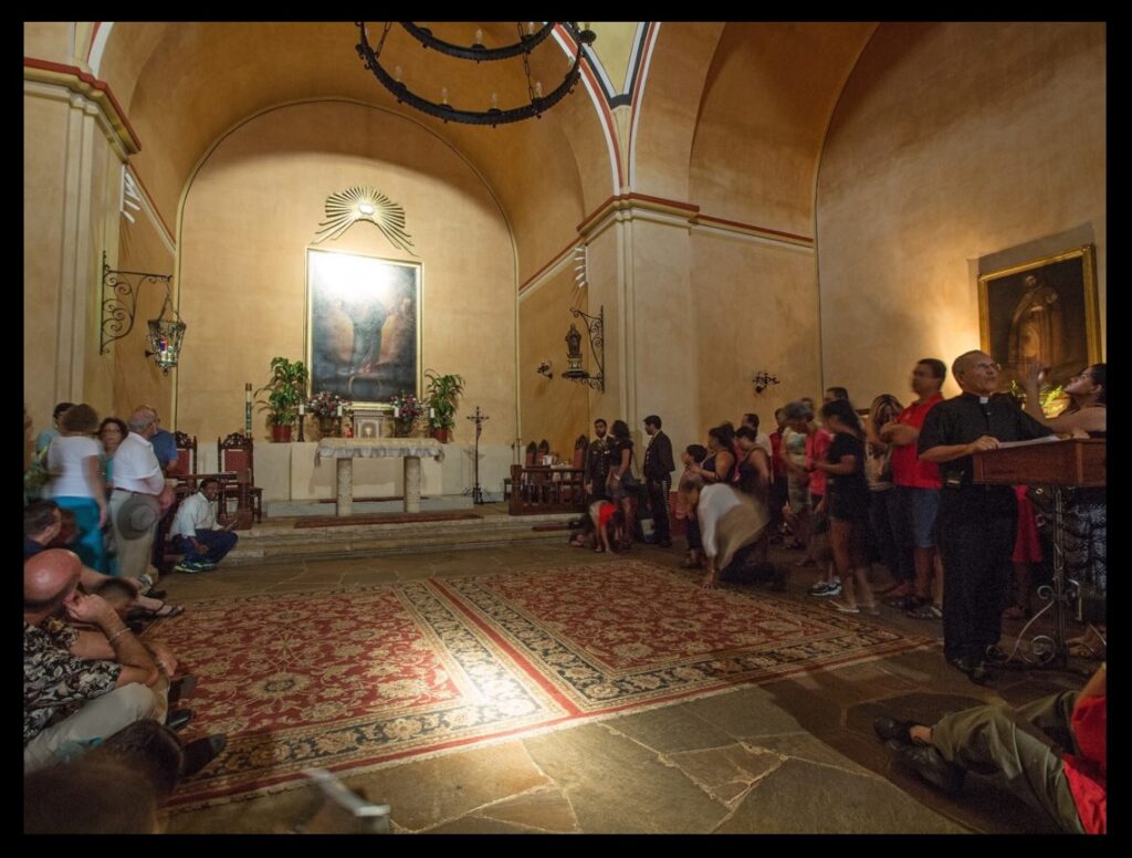 The sun illuminating the interior of the church at Mission Concepción on August 15, 2015. Photograph courtesy of Fr. David Garcia—used with permission.
