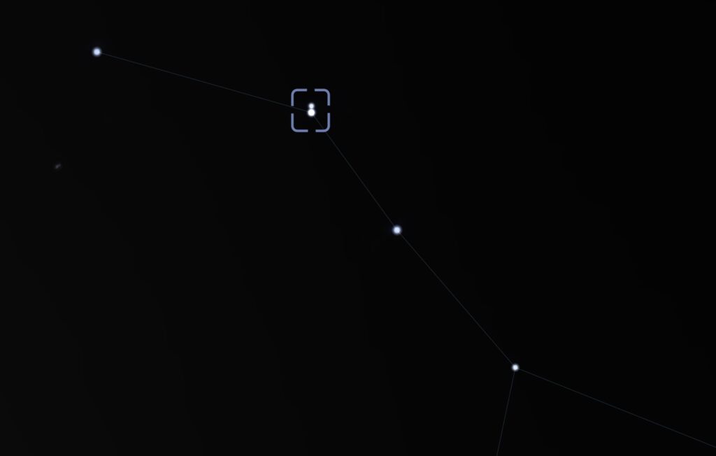 Mizar and Alcor Location in Ursa Major. Credit: Stellarium/Bob Trembley