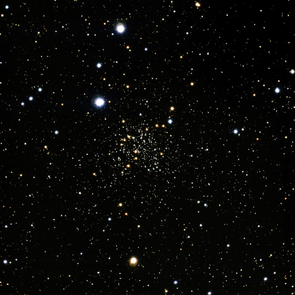 NGC 609 is an open cluster of young stars, siblings formed at the same time. Stars like our sun form in these sort of clusters. Early in their lifetime, when they were still close to each other, they may have shared and swapped comets from system to system. The water we drink on Earth may come from another own solar system! (VATT image)