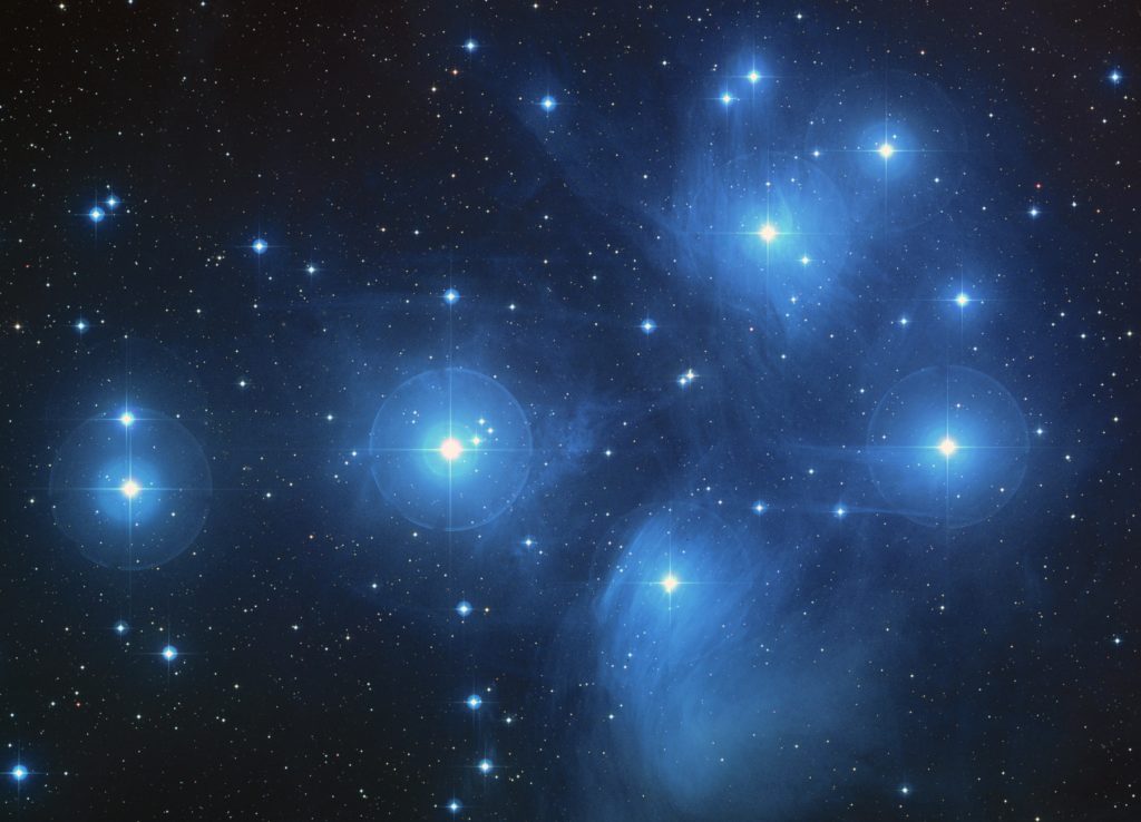 The Pleiades open star cluster consists of approximately 3,000 stars. 