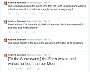 Four tweets from Kepler's Dream