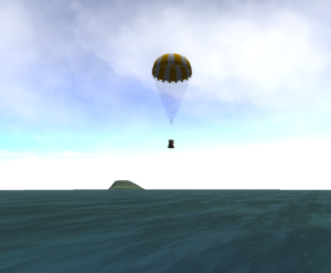 About to splashdown in Kerbal Space Program. 