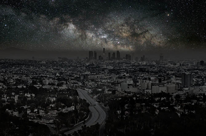 Stars over Los Angeles. From Thierry Cohen's Villes Eteintes series, via The New York Times. 