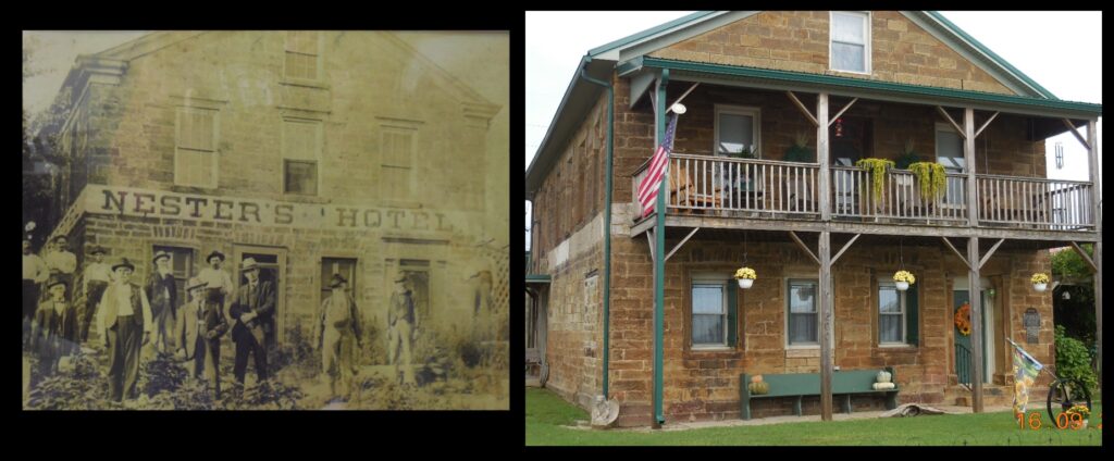 The former Nester’s Hotel in Troy, Indiana, built in 1863 by John G. Heinzle.* The hotel building (now a private residence) is located right on the banks of the Ohio River—convenient for nineteenth-century river travelers.