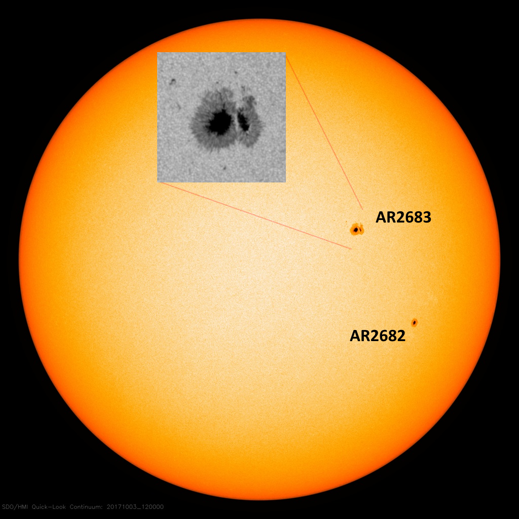 The Sun with sunspots on Oct. 3, 201