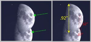 Measuring the difference in the moon’s position using a distinct feature on the lunar surface—a small dark spot.