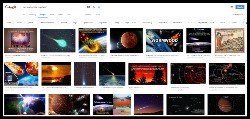 Just a bit of what an image search on the Wormwood star from the Revelation turns up.