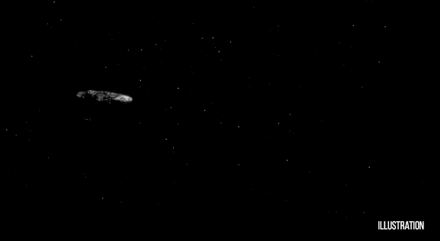 Animation of asteroid 'Oumuamua Animation of asteroid 'Oumuamua