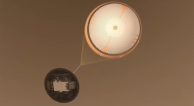 Artist's rendering of MSL's parachute deploying on Mars Artist's rendering of MSL's parachute deploying on Mars