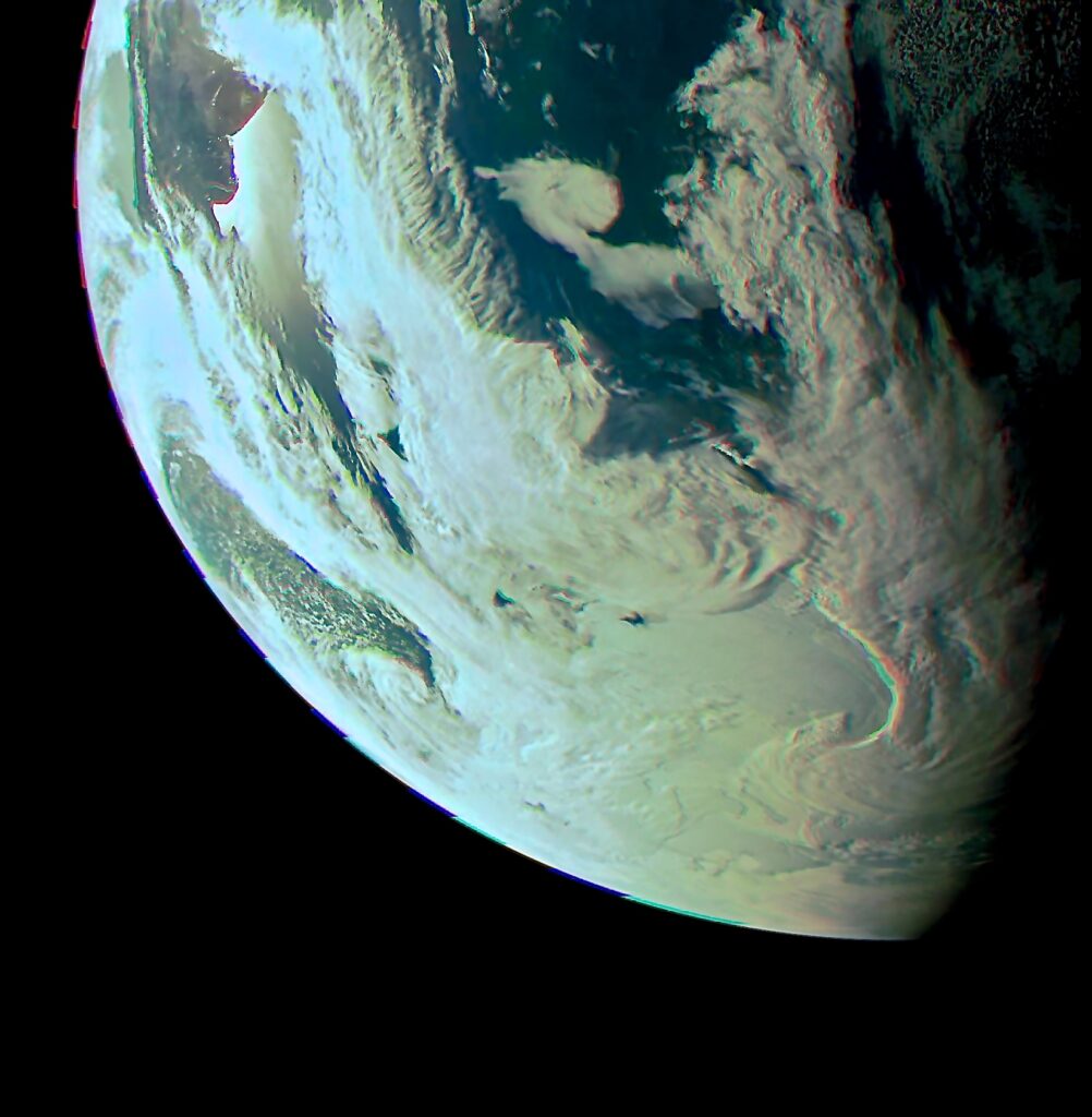 Enhanced Image of Earth from Juno flyby.