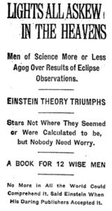 Einstein Theory Triumphs newspaper article