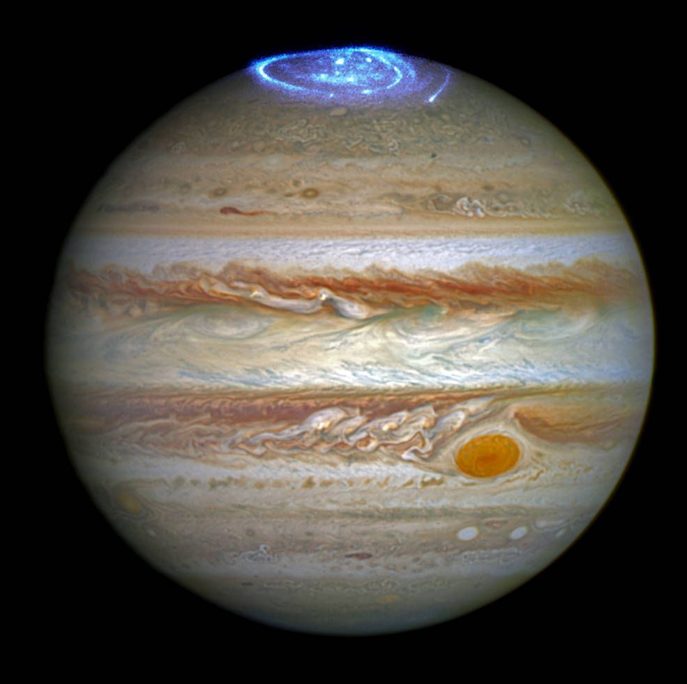 Released on June 30, 2016, this image shows aurora on Jupiter;s north poles taken in far-ultraviolet. Images were taken on April 21, 2014, May 19, 2016 and June 2, 2016. Credits: NASA, ESA, and J. Nichols (University of Leicester)