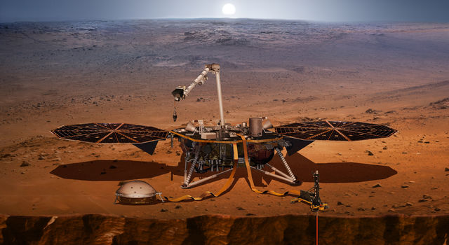 Artist's concept of the InSight Mars lander on the Red Planet Artist's concept of the InSight Mars lander on the Red Planet
